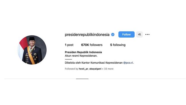 Istana Bikin Akun Instagram Resmi Presiden RI, Simak Alasannya