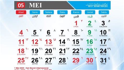 12 & 13 Mei 2025 Libur Apa? Ini Daftar Lengkap Tanggal Merah dan Cuti Bersama Bulan Mei!